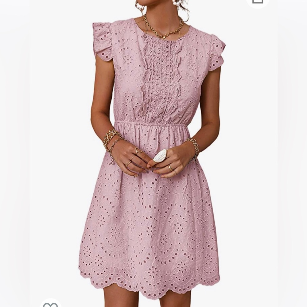 Rose Eyelet Dress Cap Sleeve